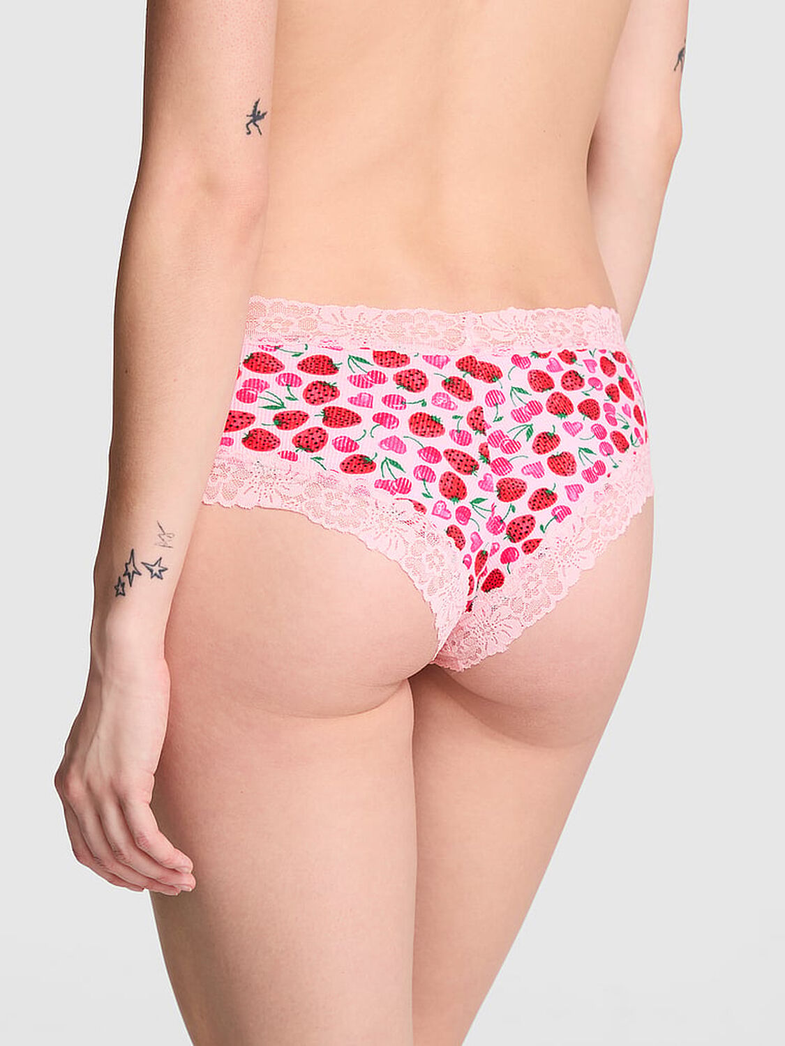 vs Pink Wink Lace-Trim Cheeky Panty Pink Cherry Heart Print 2 of 3 