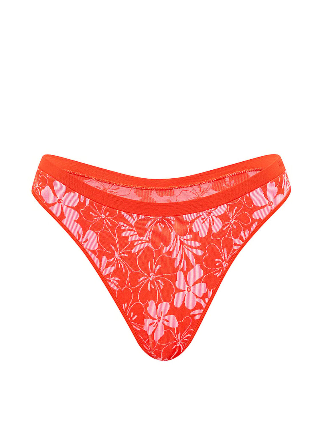 vs Pink Seamless High-Leg Thong Panty Guard Red Hibiscus Print 3 of 3 