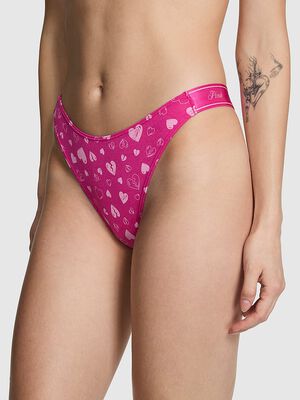 Logo Cotton Shine High-Leg Thong Panty