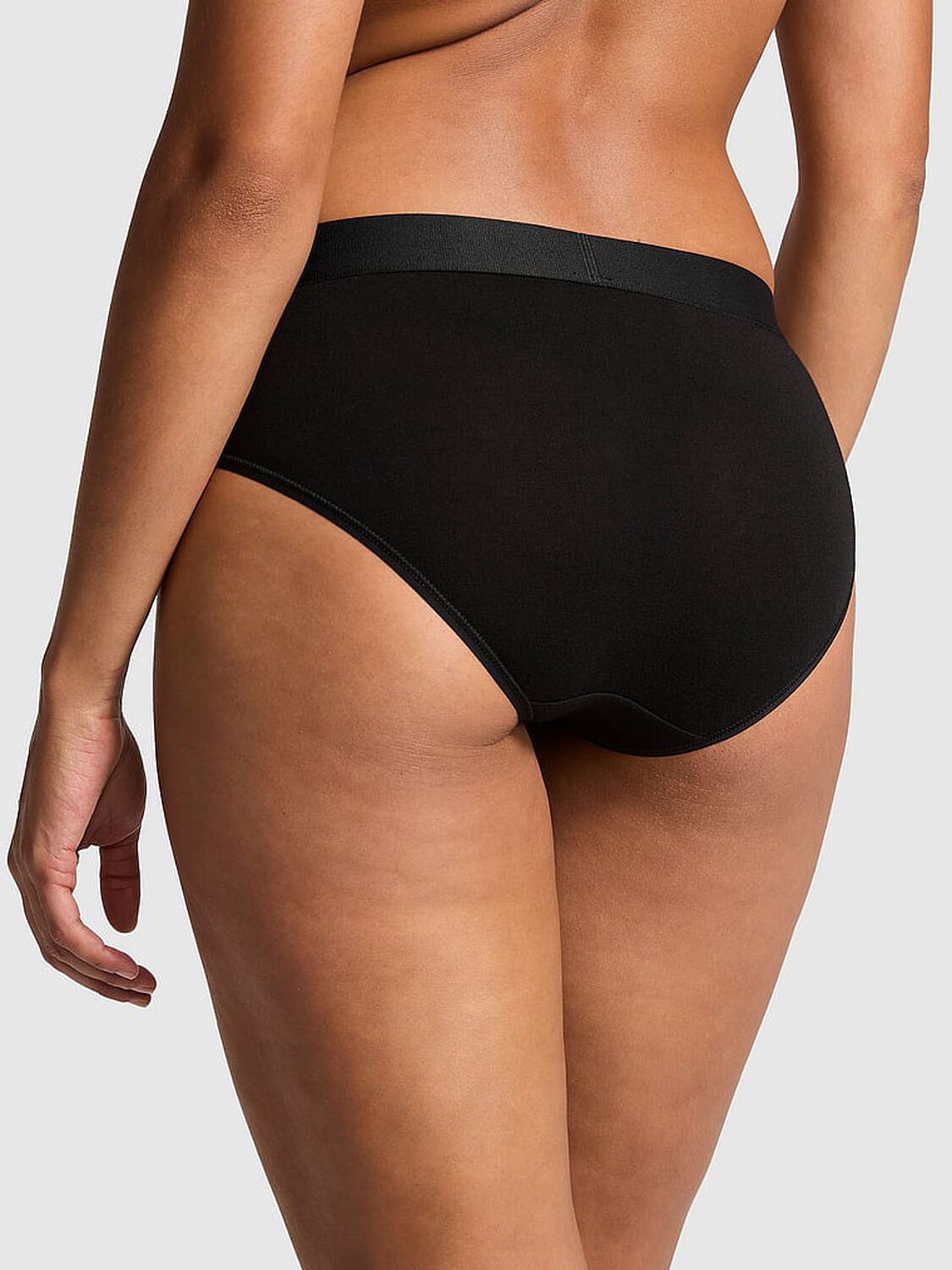 vs Pink Logo Cotton Hiphugger Panty Pure Black Diamante Waistband 2 of 4 