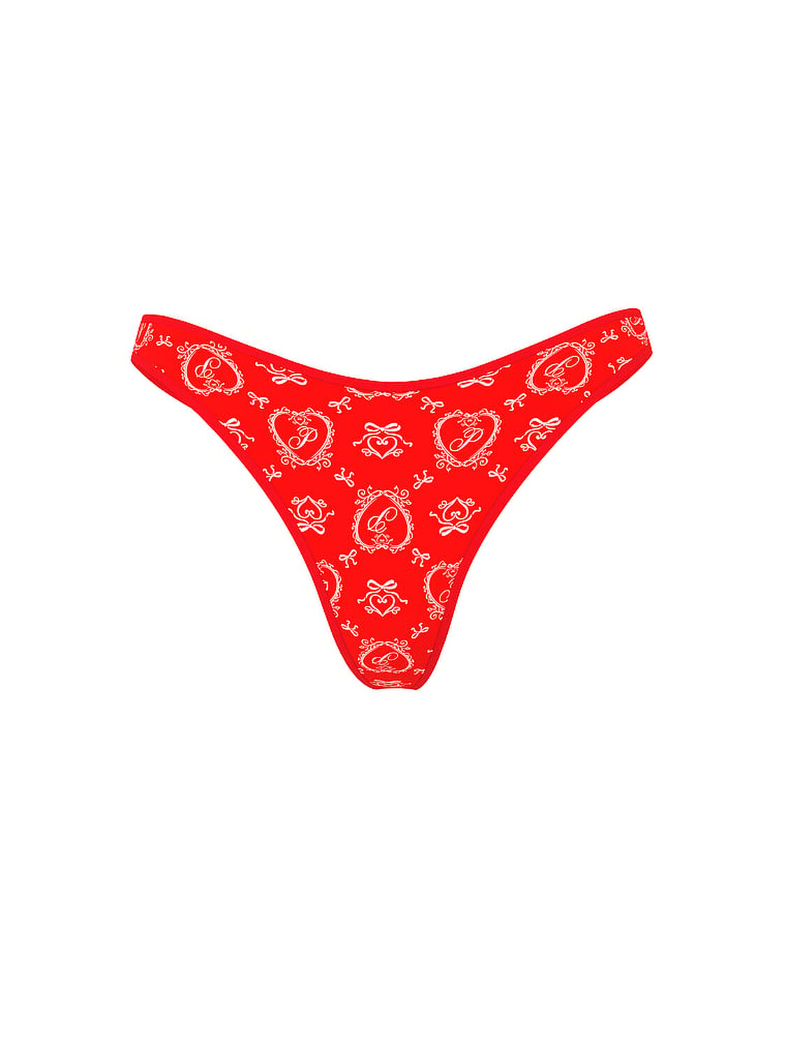 vs Pink Cotton High-Leg Thong Panty Bright Vermillion Doile Print 3 of 3 