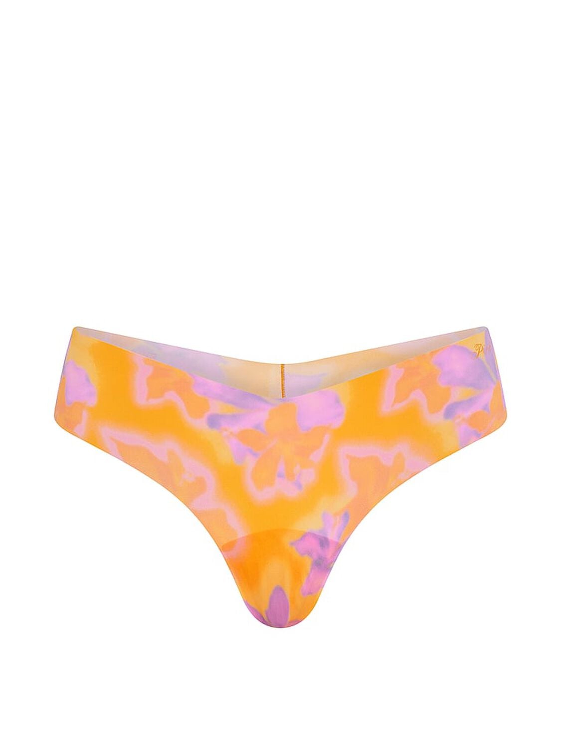vs Pink No-Show Thong Panty Yellow Hibiscus Floral Print 3 of 3 