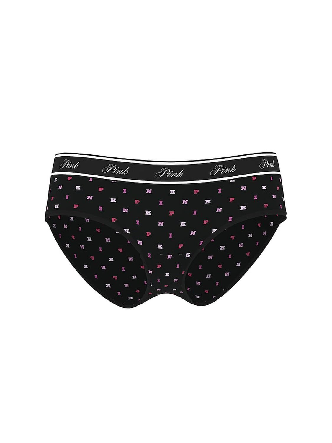 vs Pink Logo Cotton Hiphugger Panty Black Block P I N K Print 3 of 3 