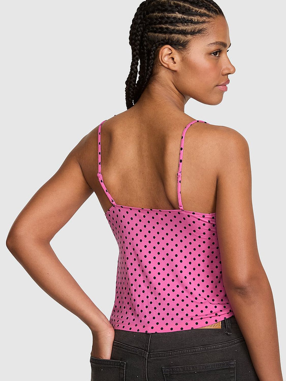 vs Pink Modal Lace-Trim Cami Sizzling Strawberry Dots 2 of 3 