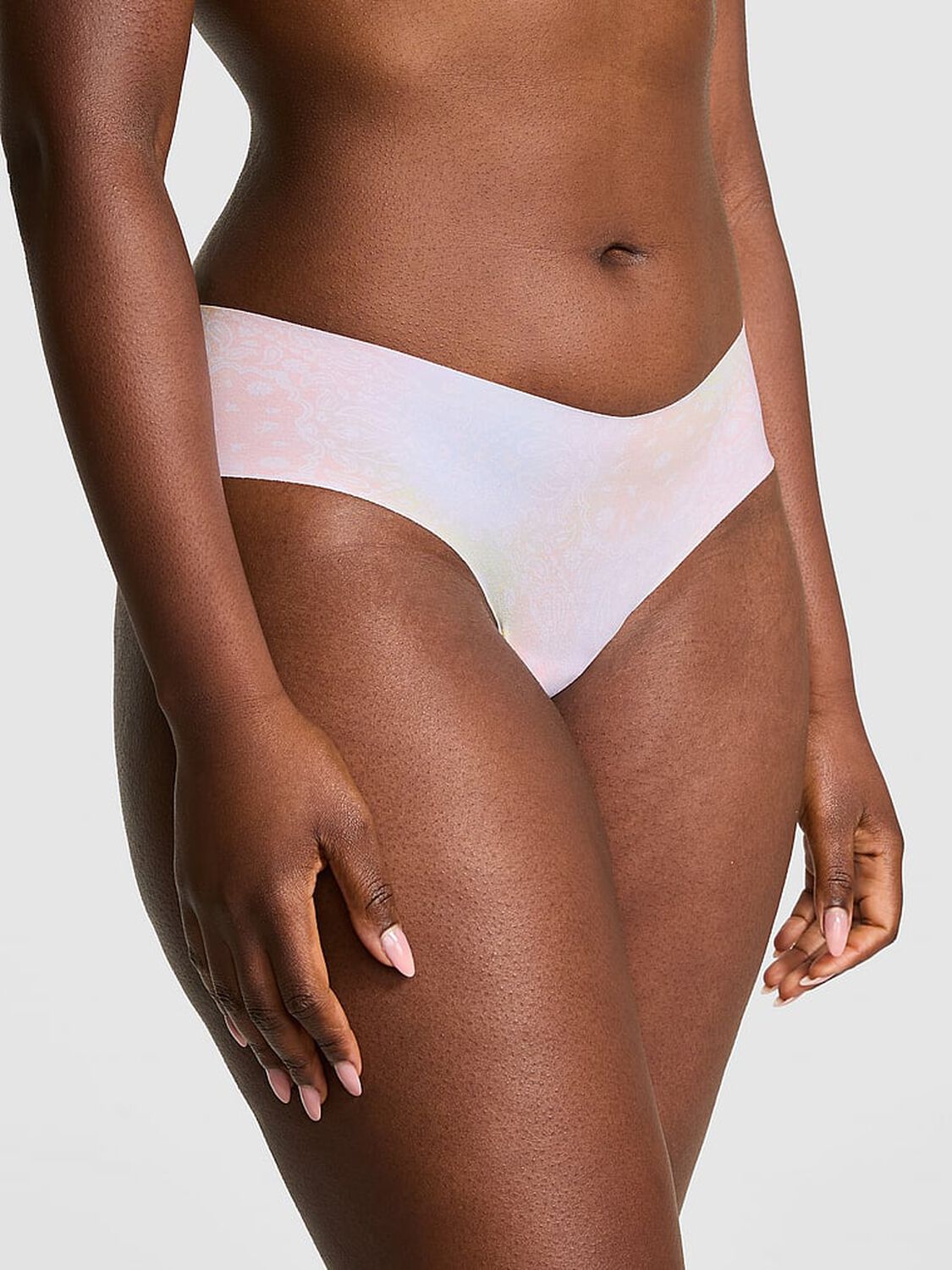 vs Pink No-Show Hiphugger Panty Bandana Dye Effect Pink And Yellow 1 of 3 