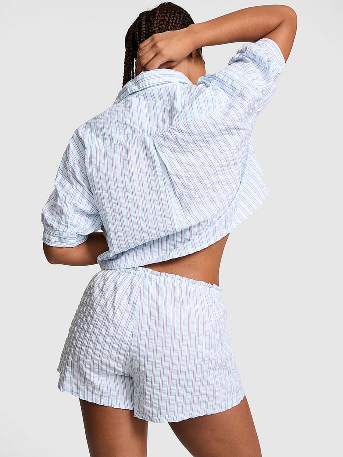 vs Pink Coastal Cutie Pajama Shorts Spray Blue Stripes 2 of 3 