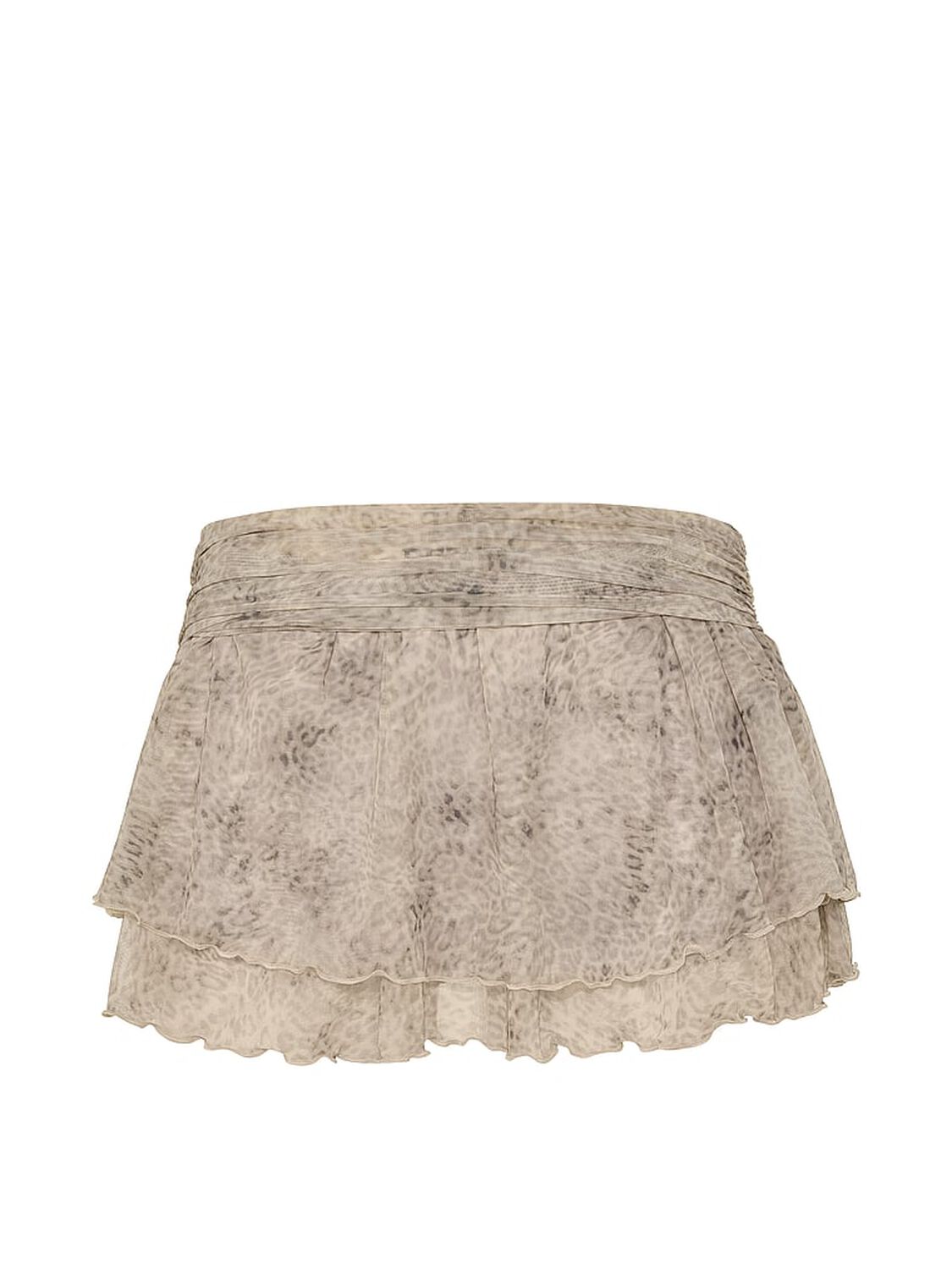 vs Pink Swim Ruffle Flirty Mini Skort Natural Leo Print With Pink Tulip Lace 3 of 3 