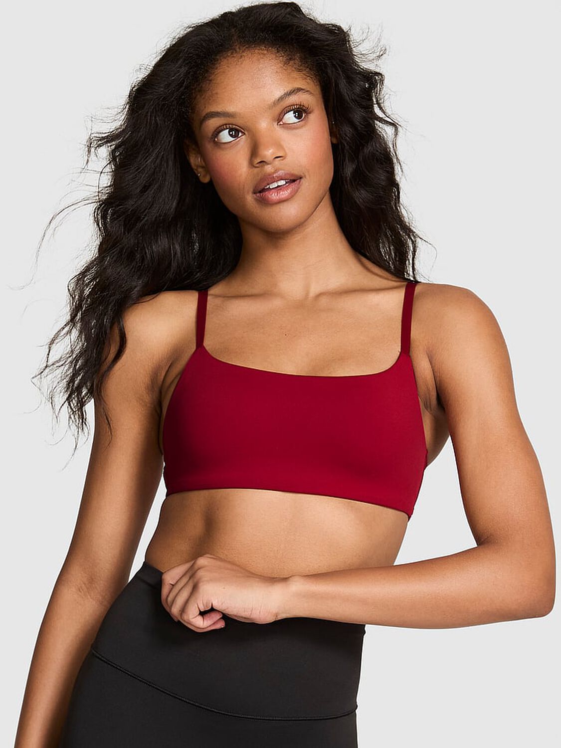 vs Pink Relay Square-Neck Sports Bra Red Lacquer 1 of 3 