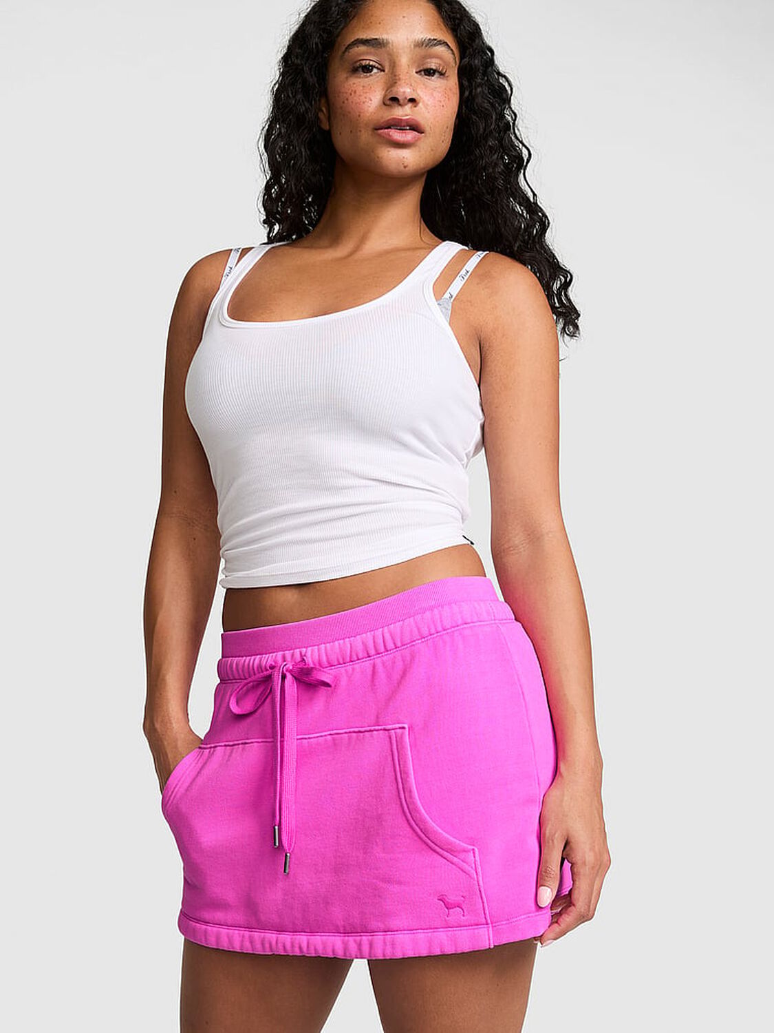 vs Pink Campus Fleece&trade; Front-Pocket Skort Pink Berry 1 of 3 