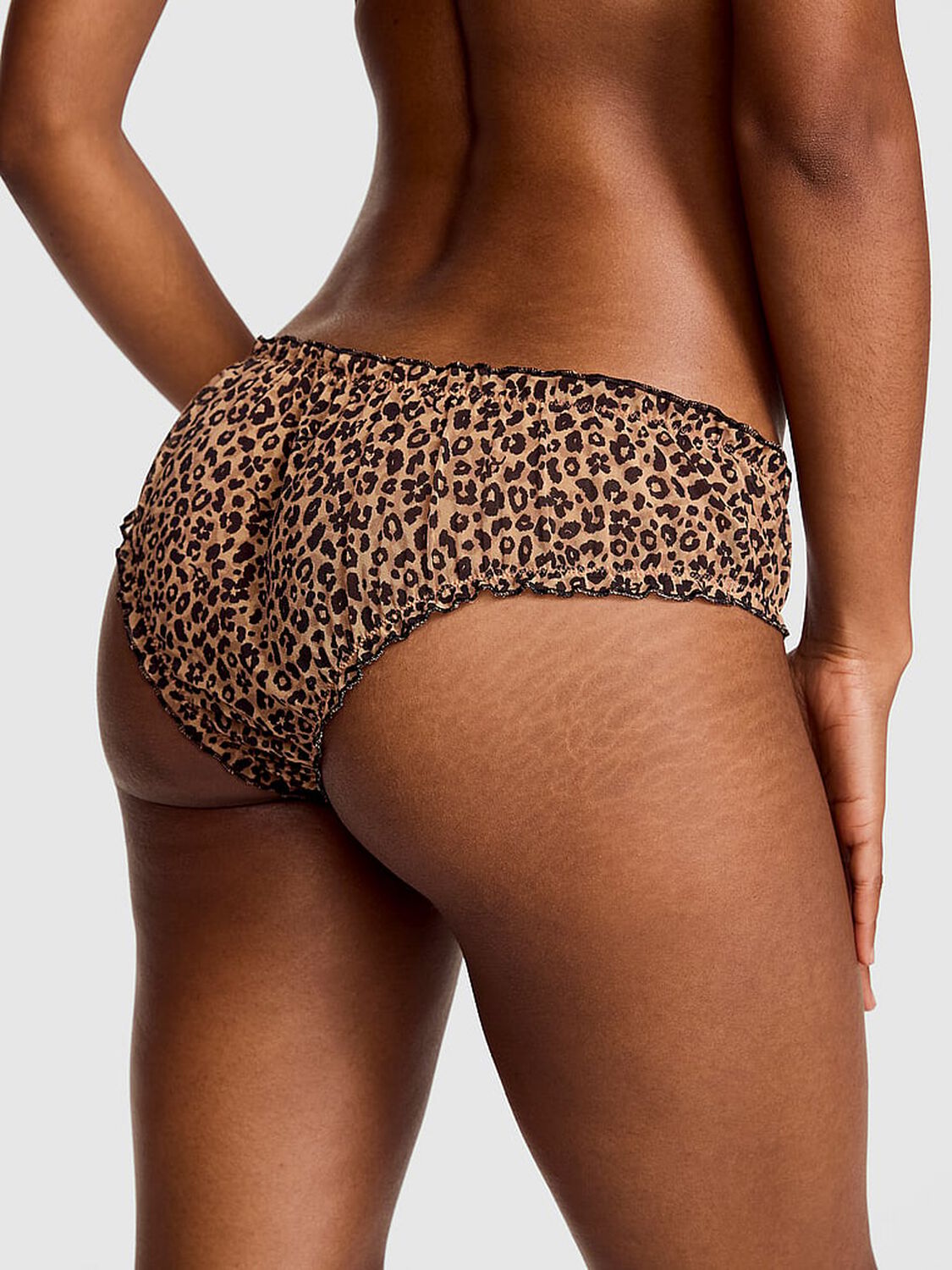 vs Pink PINK Wink&trade; Ruﬄe Cheeky Panty Caramel Leopard 2 of 3 