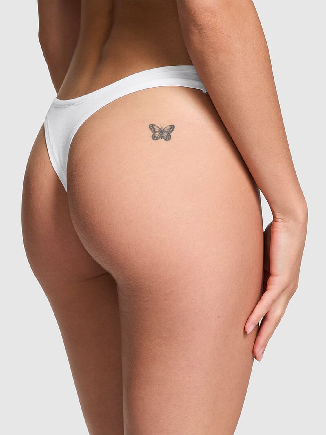 vs Pink Cotton High-Leg Thong Panty Optic White 2 of 3 