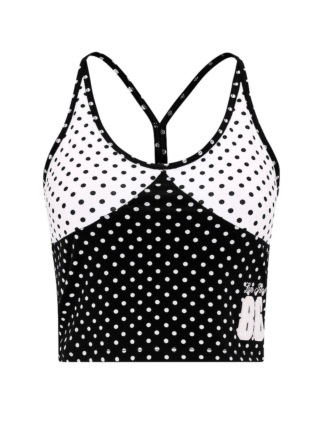 vs Pink All-Day Cotton&trade; Racerback Bra Tank Black And White Dots 3 of 3 