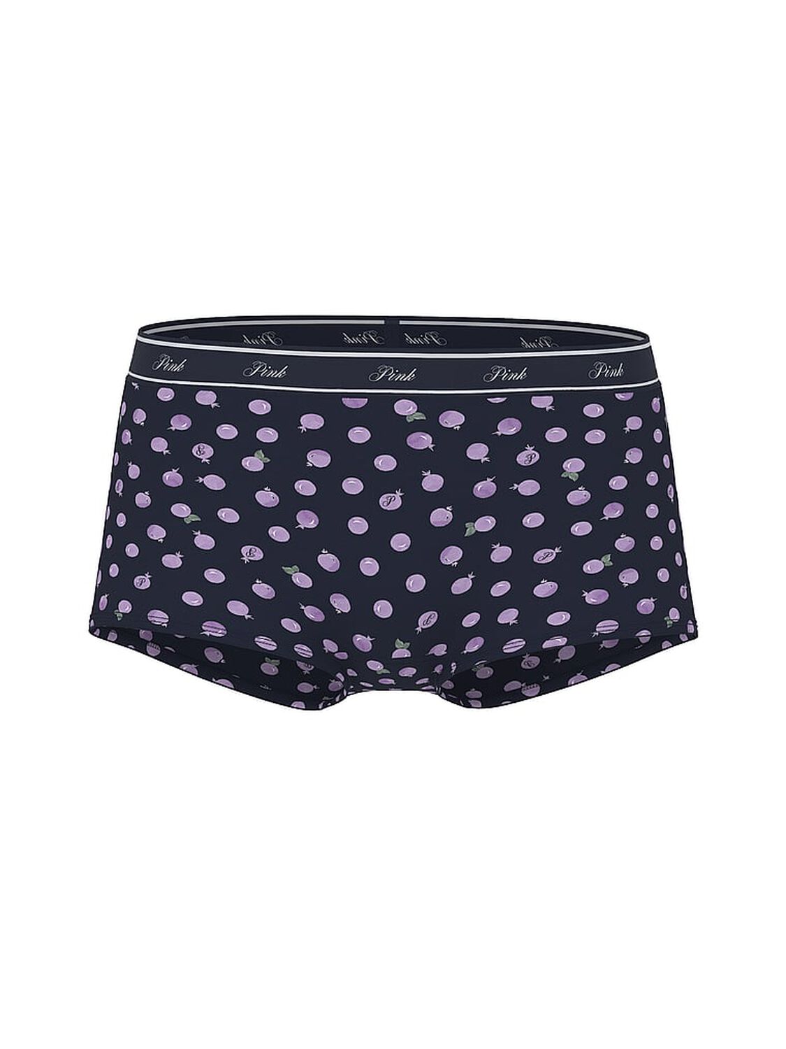 vs Pink Logo Cotton Boyshort Panty Navy Blueberry Print 3 of 3 