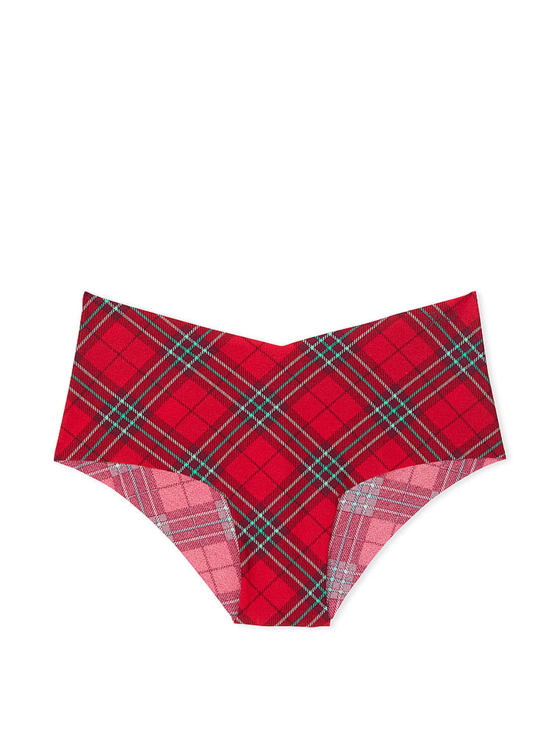 vs Pink No-Show Cheeky Panty Red Plaid Print 3 of 3 