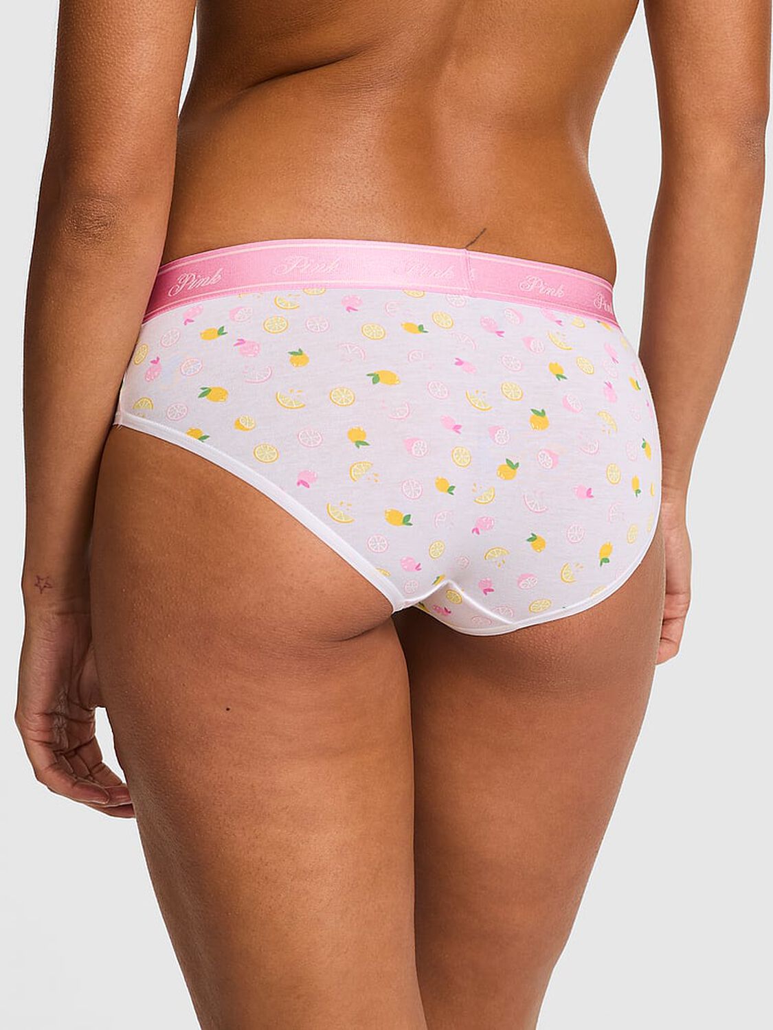 vs Pink Logo Cotton Hiphugger Panty White Lemon Print 2 of 4 