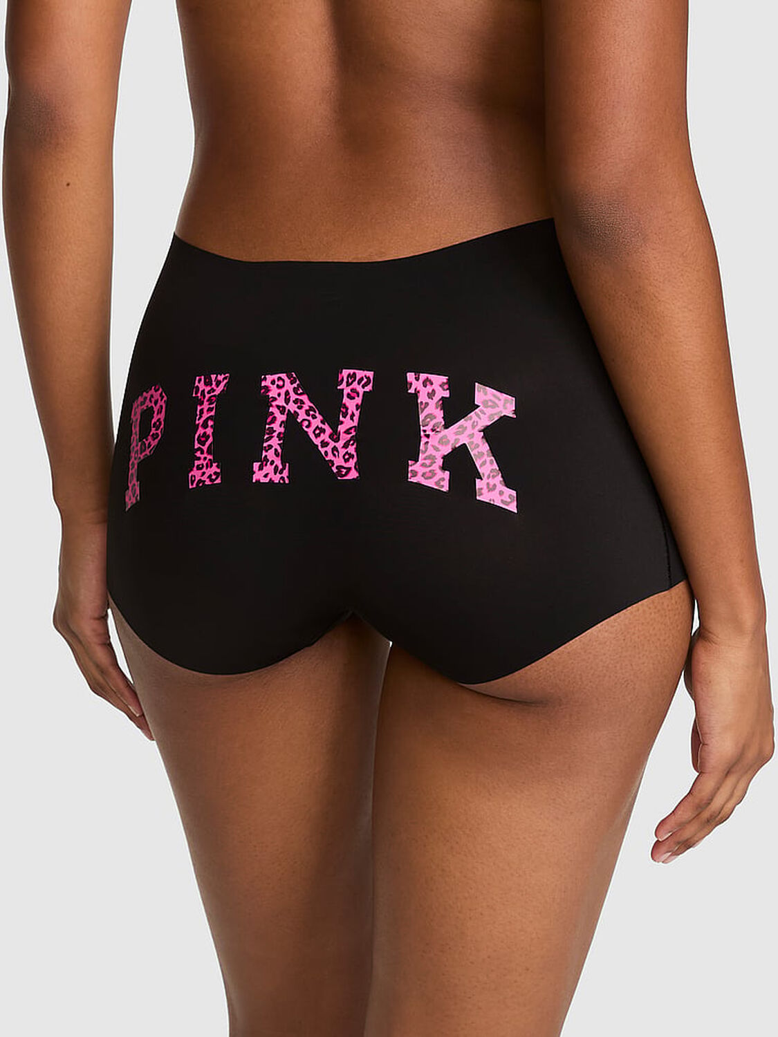 pink Pink No-Show Boyshort Panty Black 2 of 2 