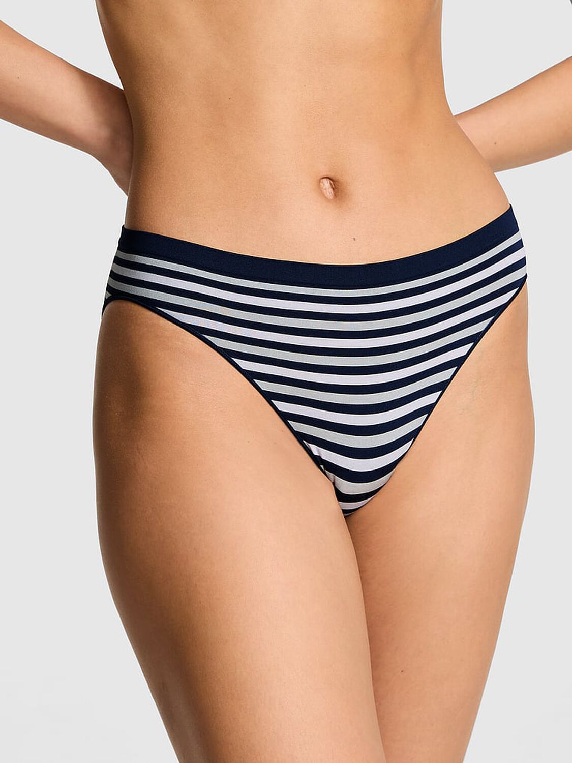vs Pink Seamless Bikini Panty Noir Navy Stripe Print 1 of 3 