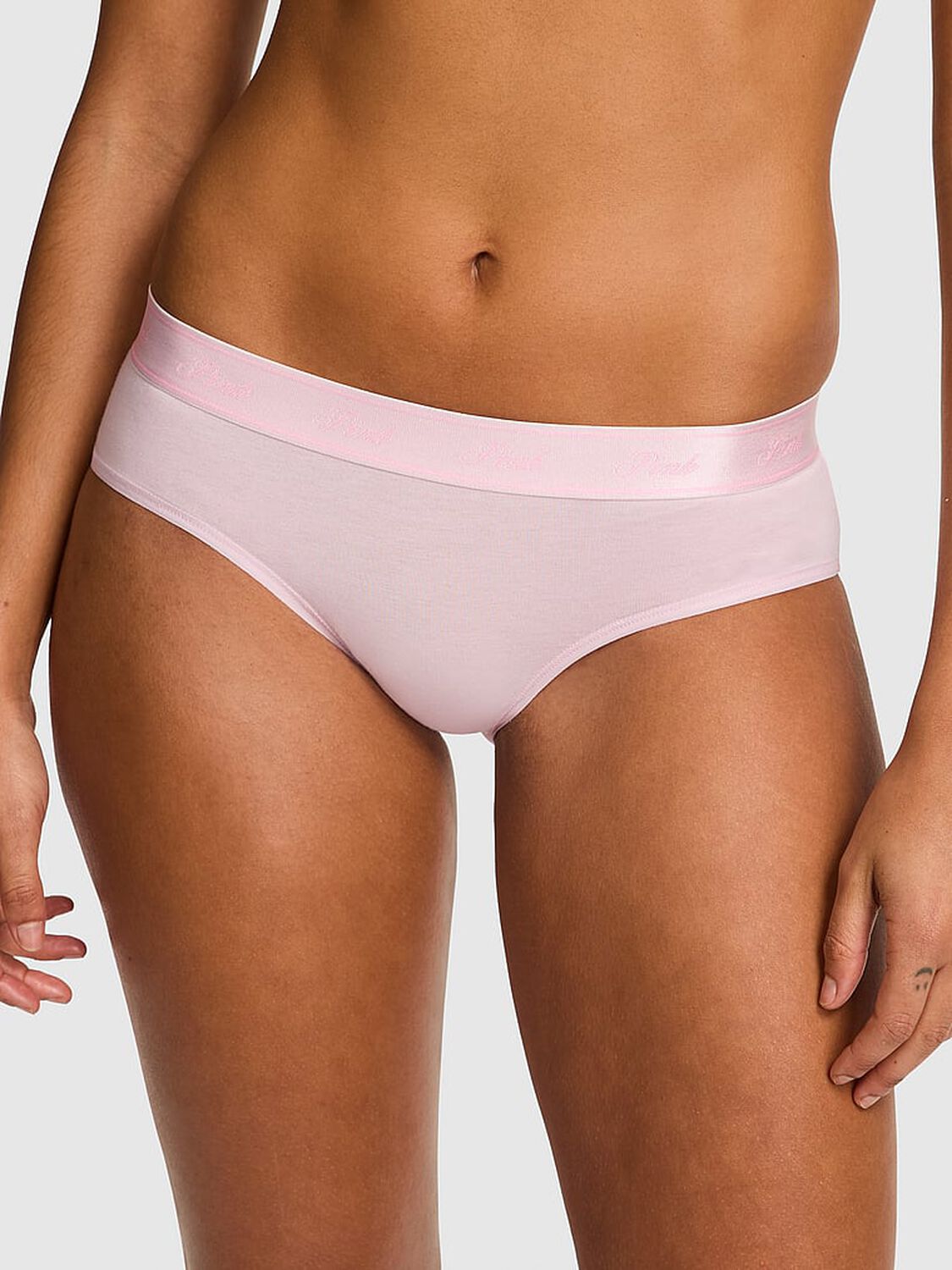 vs Pink Logo Cotton Hiphugger Panty Pink Tulip 1 of 3 