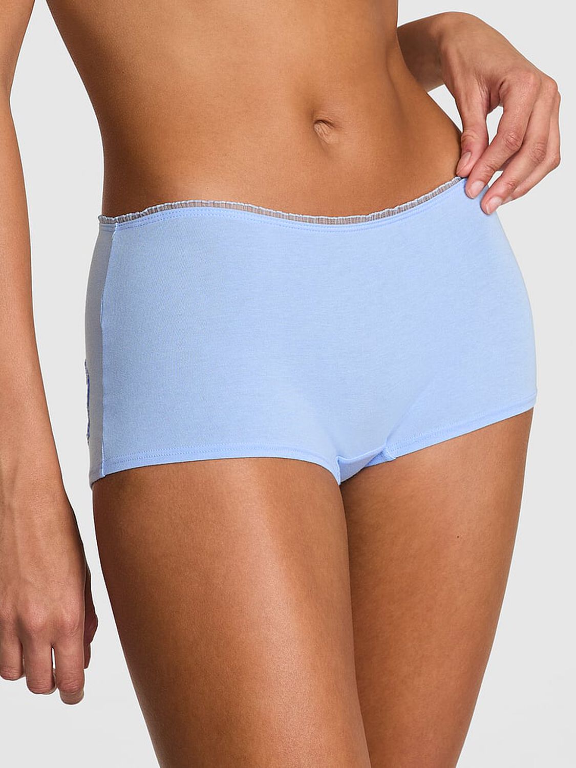 vs Pink Cotton Daisy Patch Boyshort Panty Blue Dancer Mesh Daisy Graphic 1 of 3 