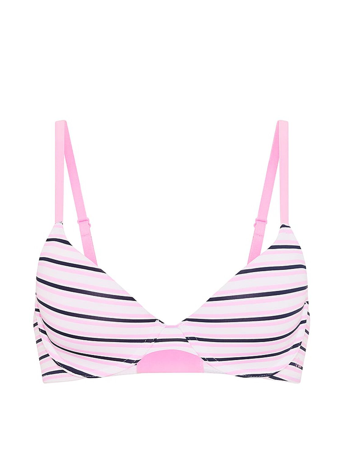 vs Pink Wear Everywhere&trade; Lightly Lined Full Coverage T-Shirt Bra Pink Lollipop & Navy Stripe Print 3 of 3 