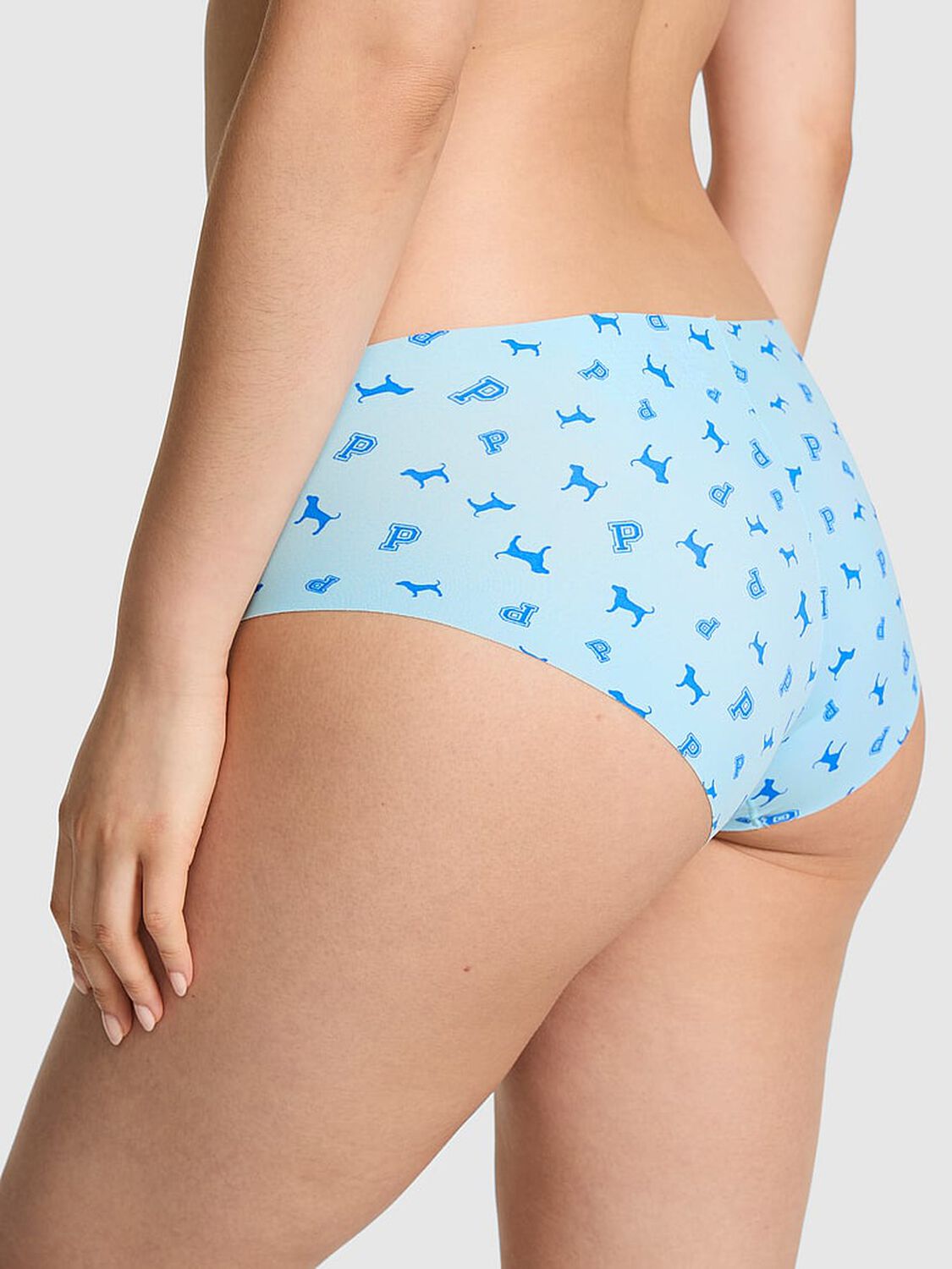 vs Pink No-Show Hiphugger Panty Stream Blue Logo Dog 2 of 3 
