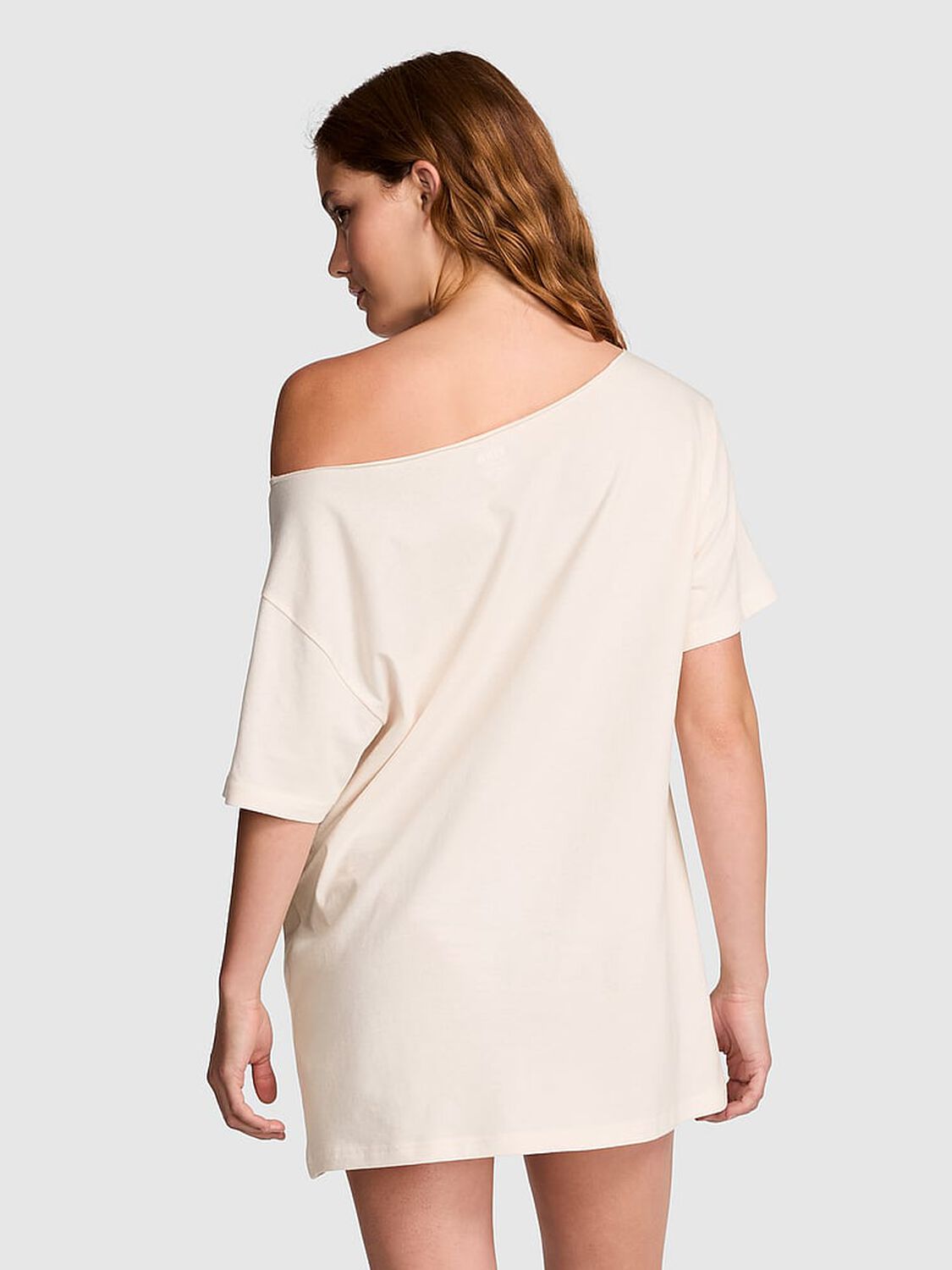 vs Pink Campus Cotton Off-The-Shoulder Tee Winter White  86 2 of 3 