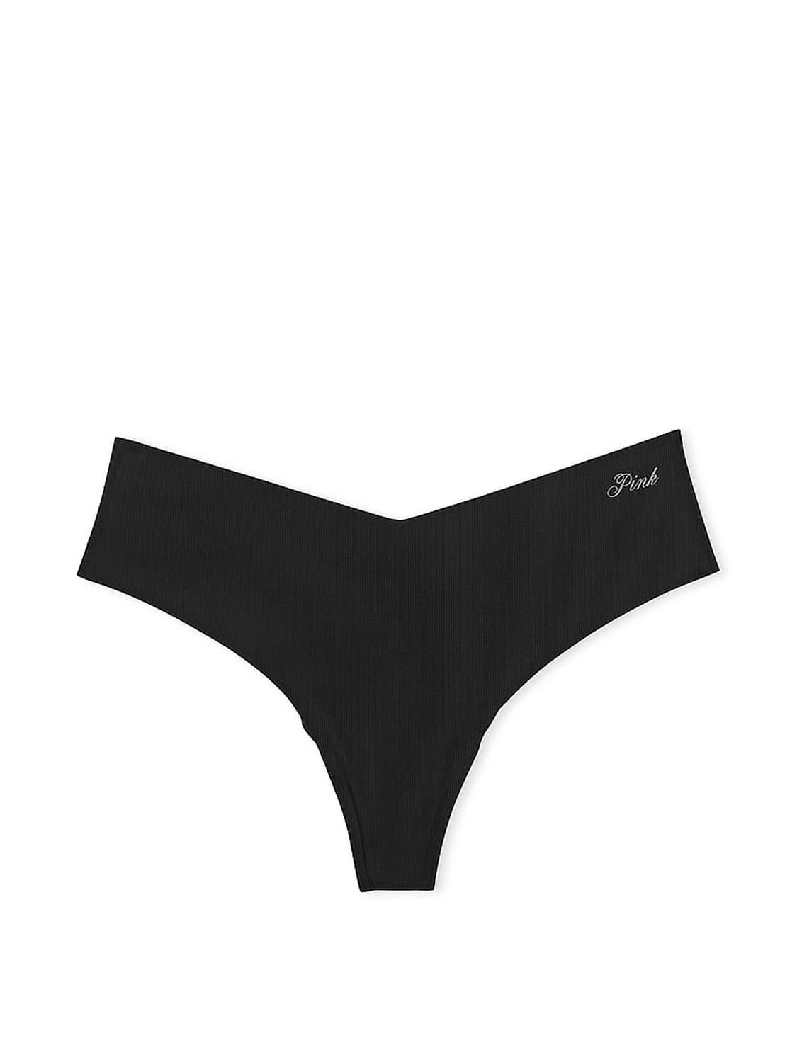 vs Pink No-Show Thong Panty Pure Black 3 of 3 