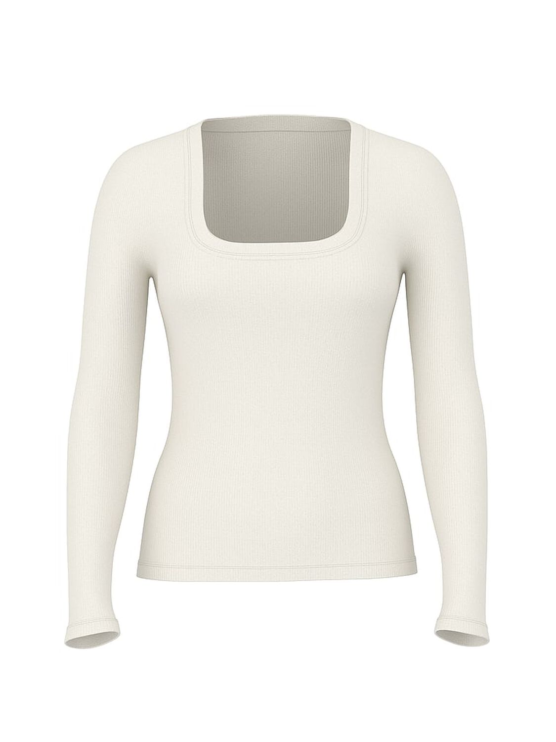 vs Pink Vintage Ribbed Scoop Long-Sleeve Tee Winter White 3 of 3 