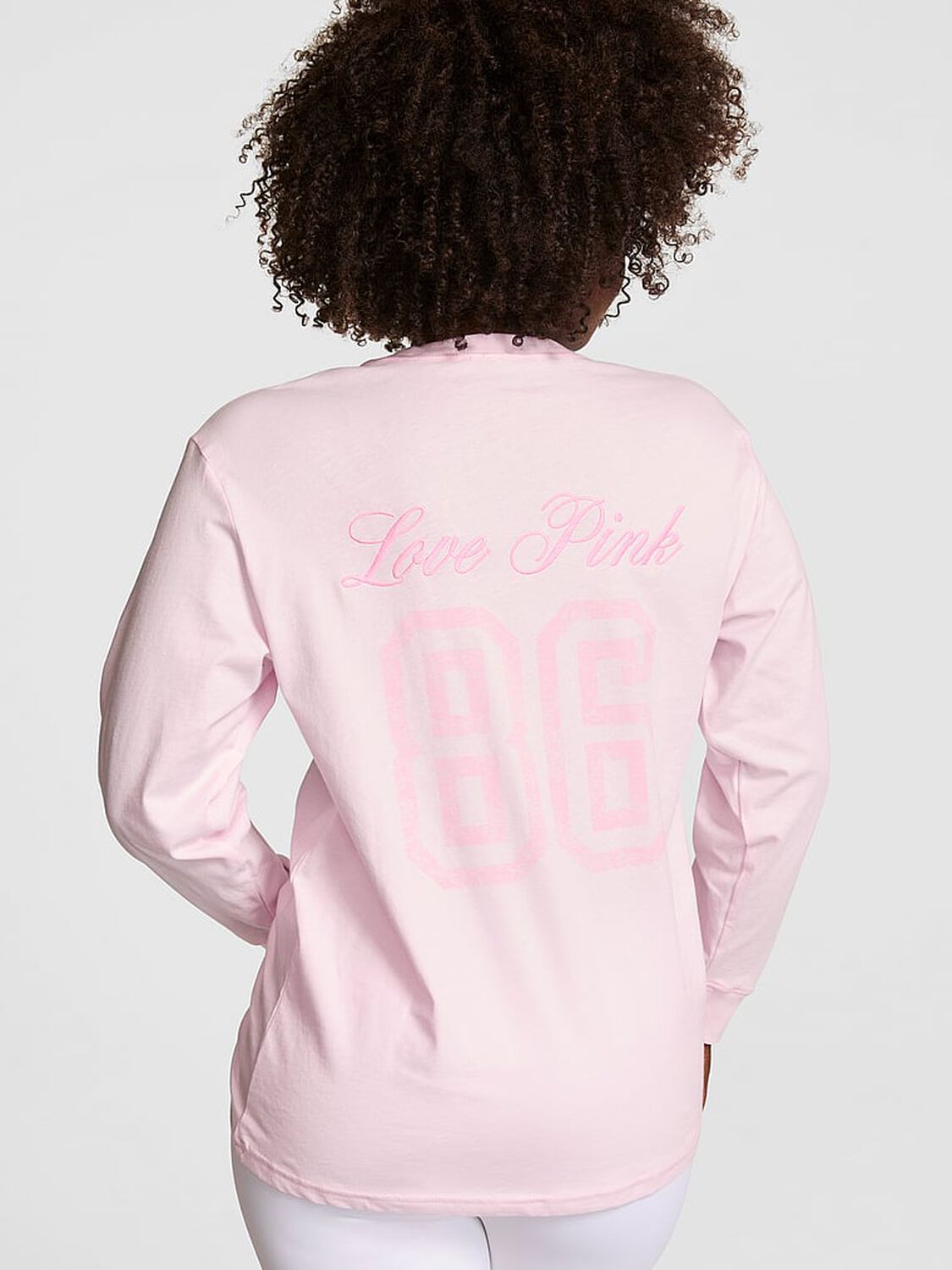 vs Pink Campus Cotton&trade; Long-Sleeve Tee Pink Tulip 2 of 3 