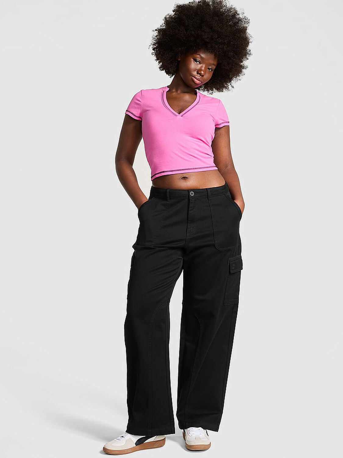 vs Pink Utility Cargo Pants Pure Black 2 of 4 