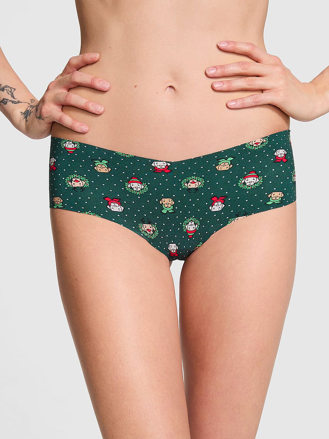 vs Pink No-Show Cheeky Panty Deep Forest Dog Print 1 of 3 