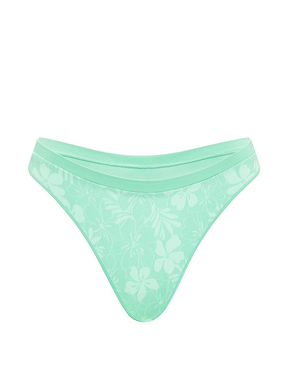 vs Pink Seamless High-Leg Thong Panty Green Sea Hibiscus Print 3 of 3 