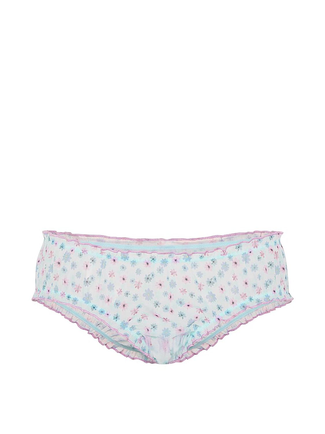 vs Pink PINK Wink&trade; Ruﬄe Cheeky Panty Spray Blue Floral Print 3 of 3 