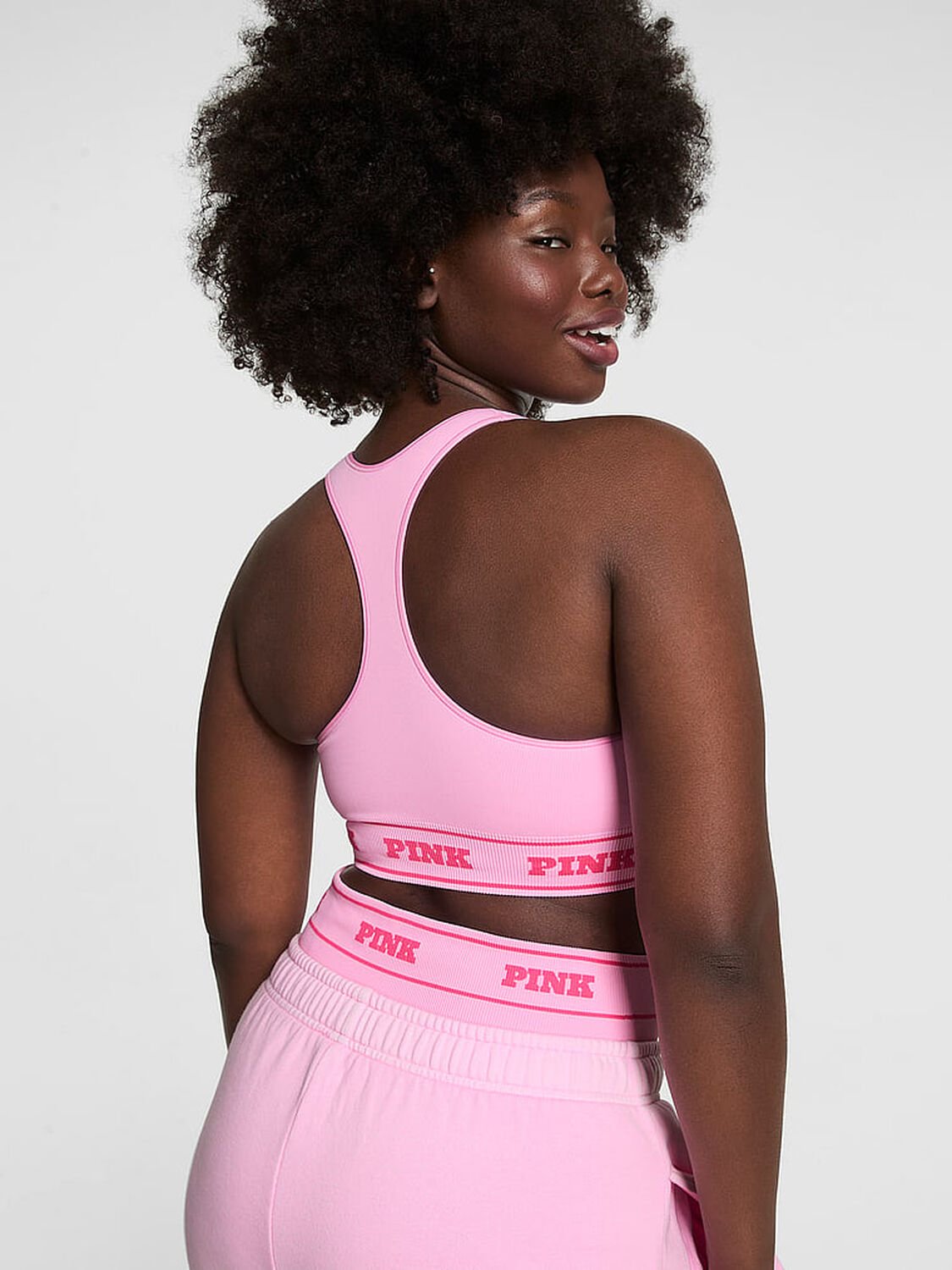 vs Pink Seamless Reversible Sports Bra Pink Lollipop Print 2 of 3 