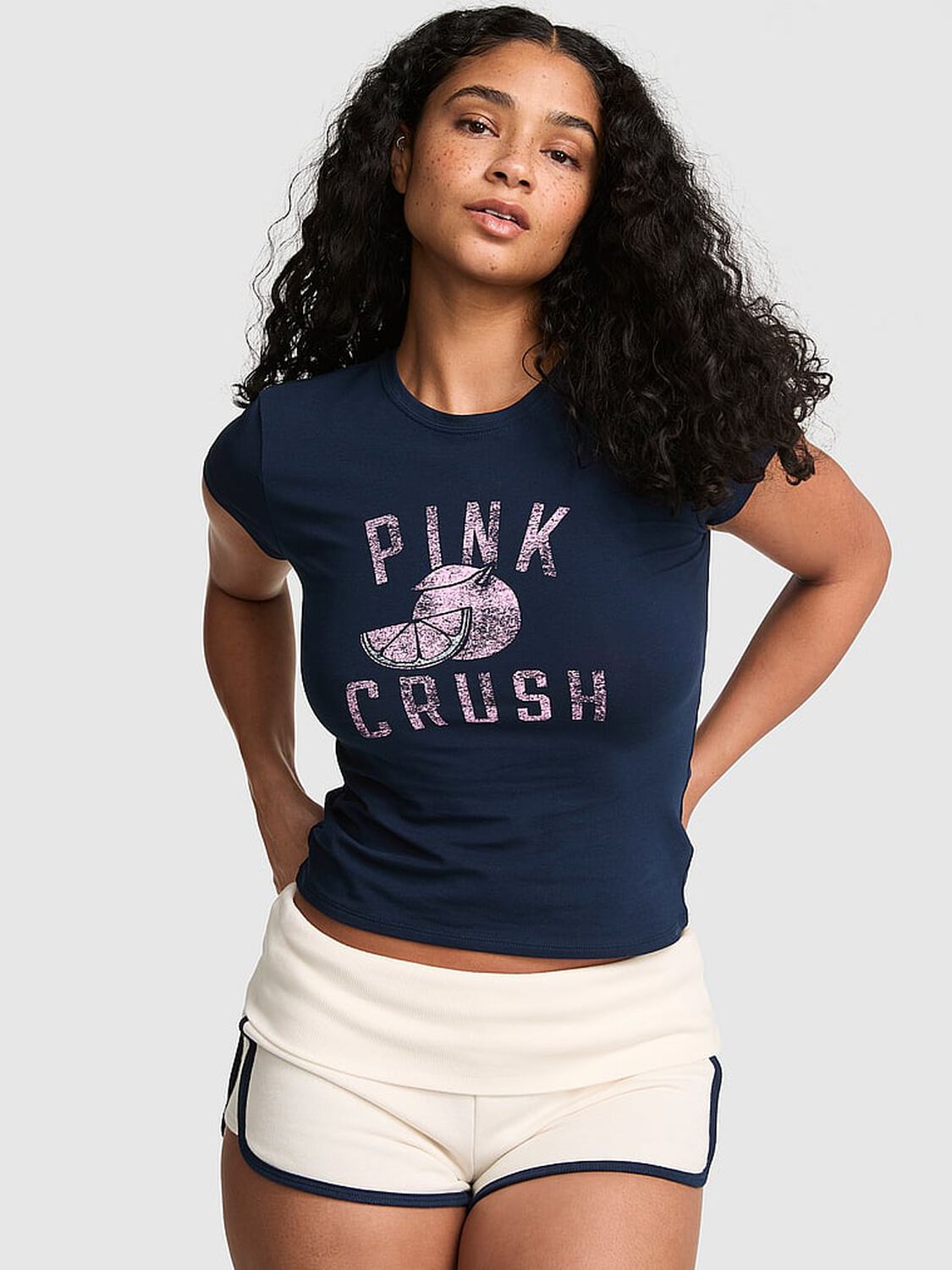vs Pink Cotton Baby Tee Noir Navy 1 of 3 