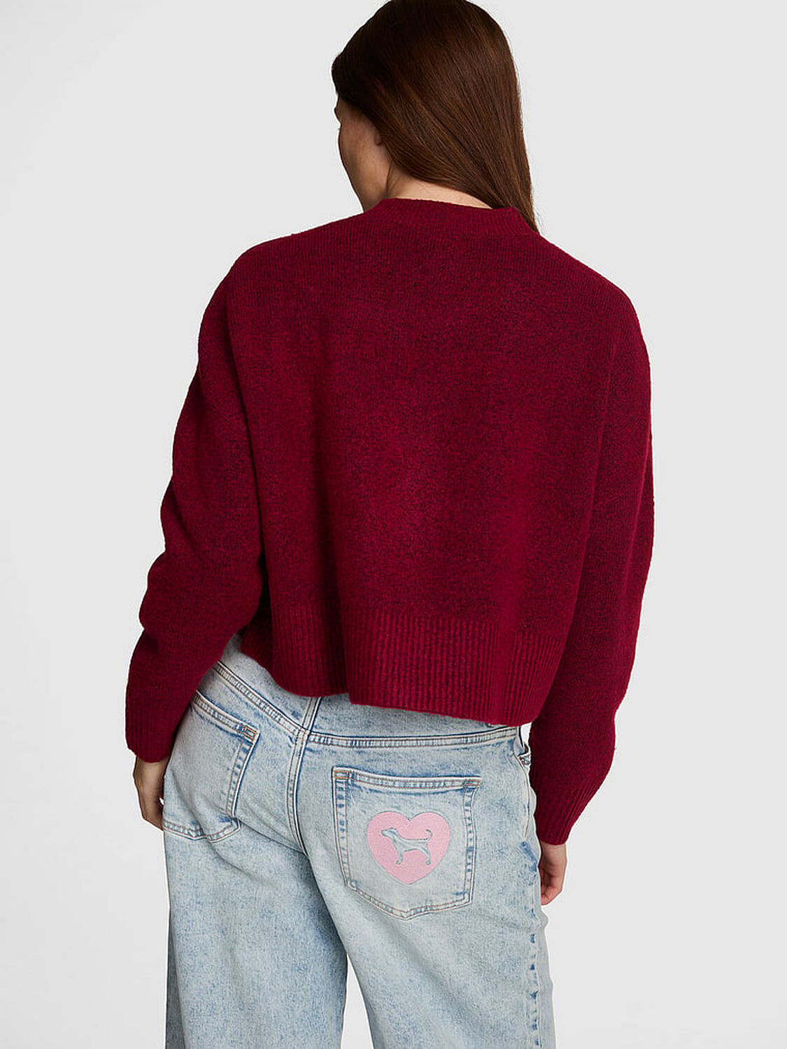 vs Pink Comfy Girl Cropped V-Neck Cardigan Red Lacquer 2 of 3 