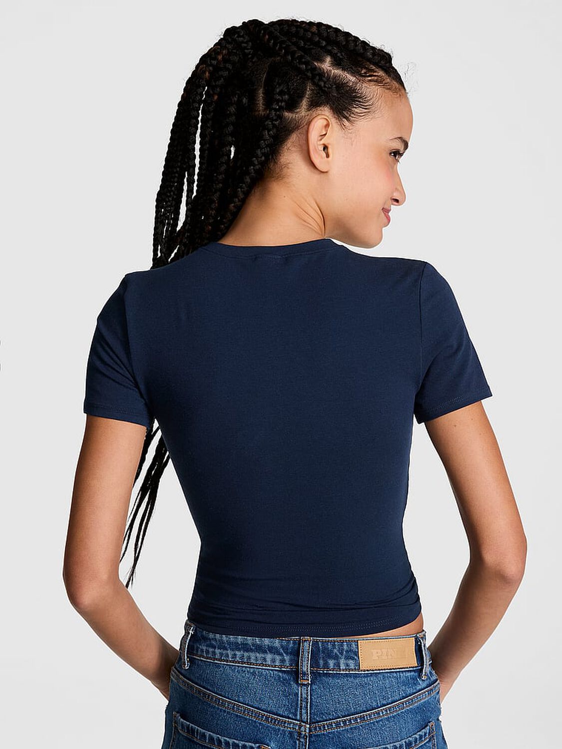 vs Pink Cotton Baby Tee Noir Navy Western Bling 2 of 2 