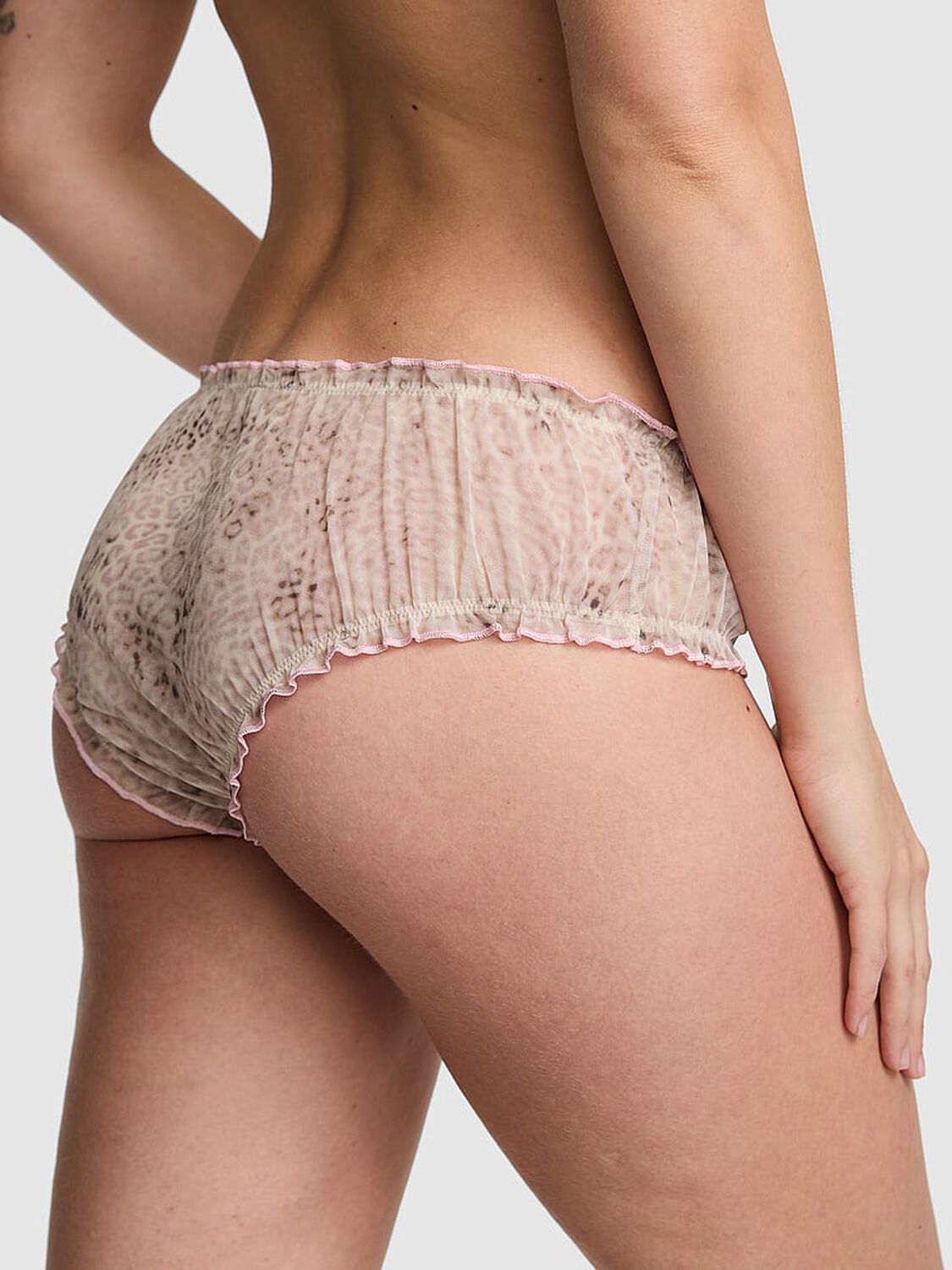vs Pink PINK Wink&trade; Ruﬄe Cheeky Panty Natural Leopard Print 2 of 2 