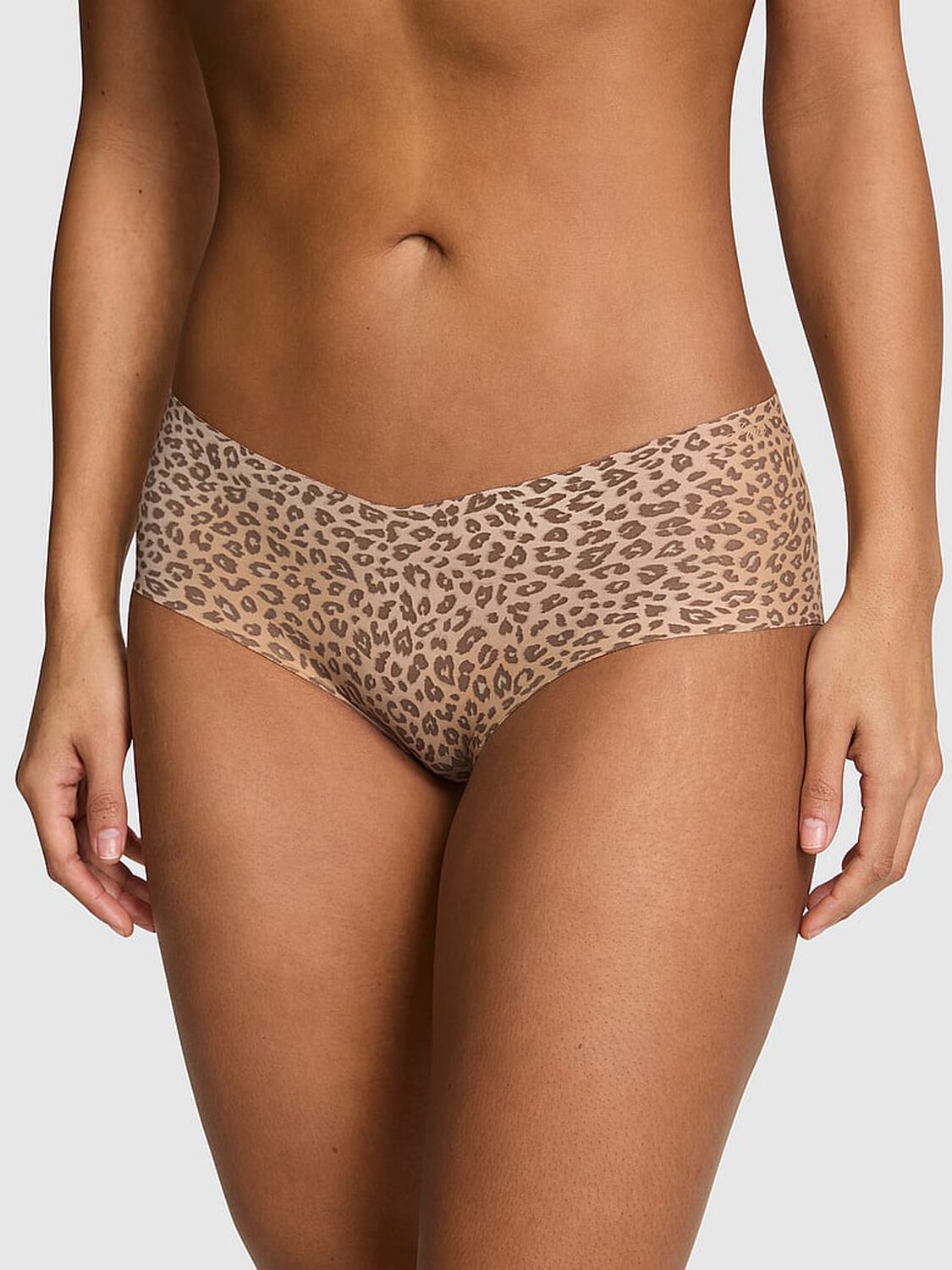 vs Pink No-Show Hiphugger Panty Light Brown Leopard Print 1 of 3 
