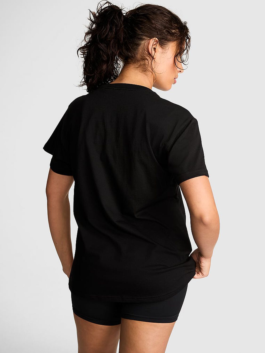 vs Pink Campus Cotton Tee Pure Black  Pink 2 of 3 