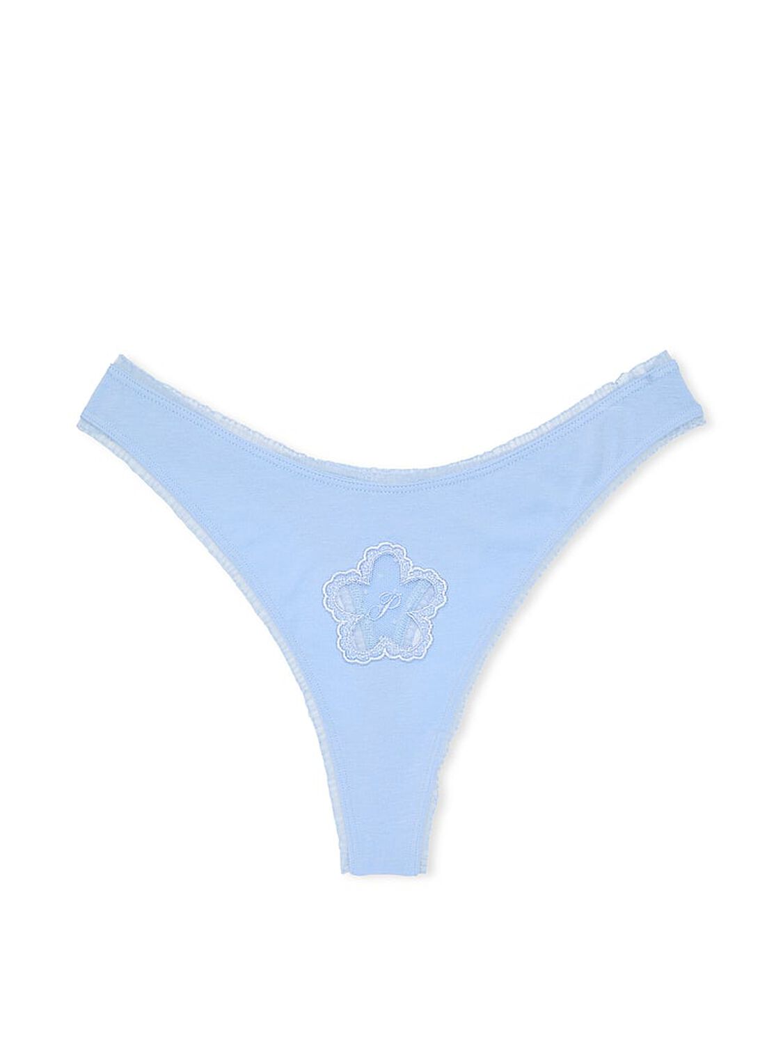vs Pink Cotton Daisy Patch High-Leg Thong Panty Blue Dancer Mesh Daisy Graphic 3 of 3 