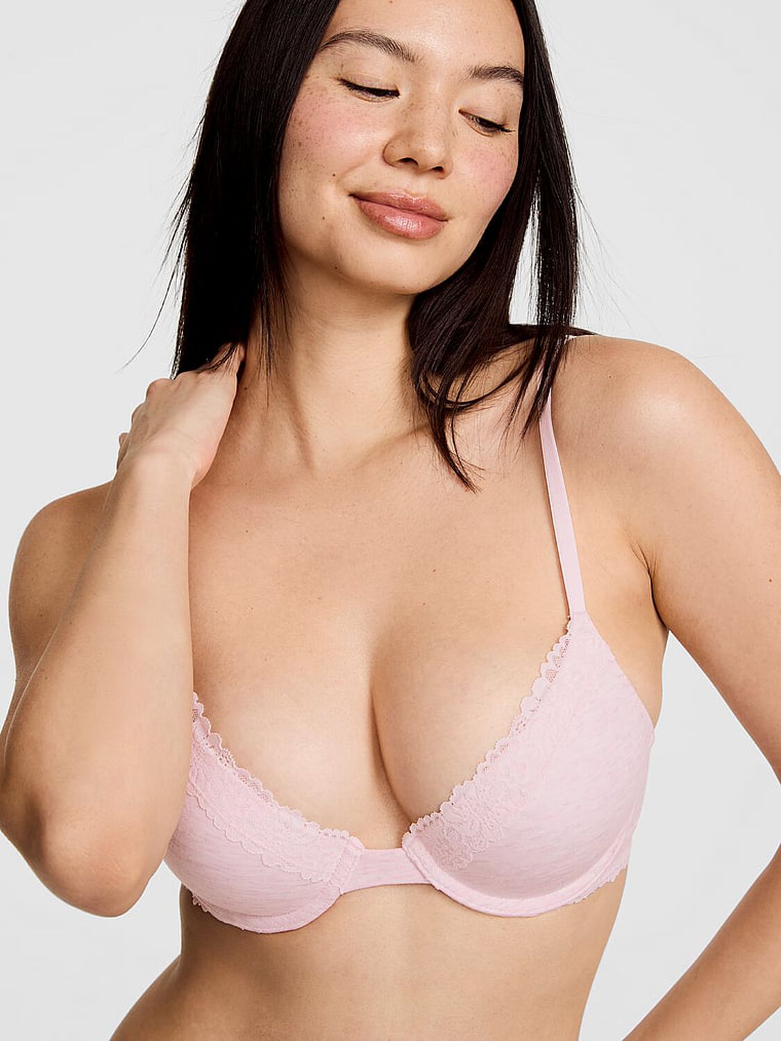 vs Pink Wear Everywhere&trade; Lightly Lined Full Coverage T-Shirt Bra Heather Petal Pink 1 of 3 
