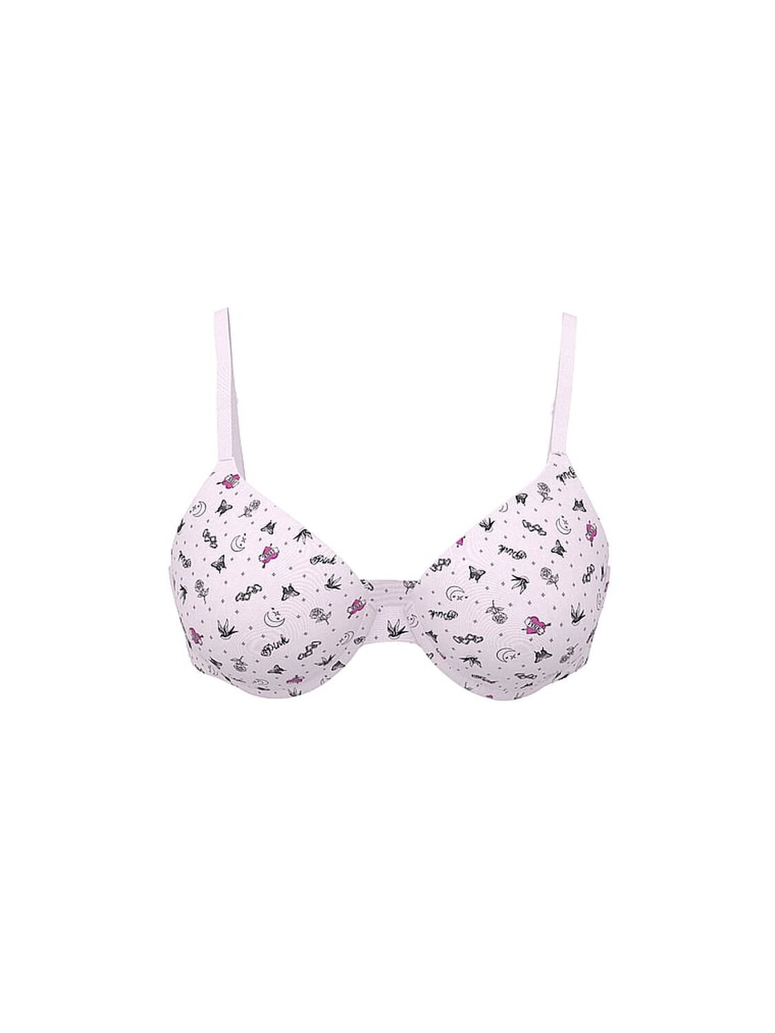 vs Pink Wear Everywhere Wear Everywhere Super Push-Up Bra Pink Tulip Tattoo Print 3 of 3 