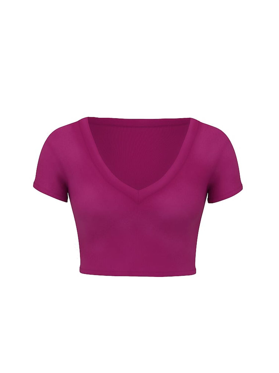 pink Pink All-Day Cotton V-Neck Cropped Tee Magenta Rose Wash 3 of 3 