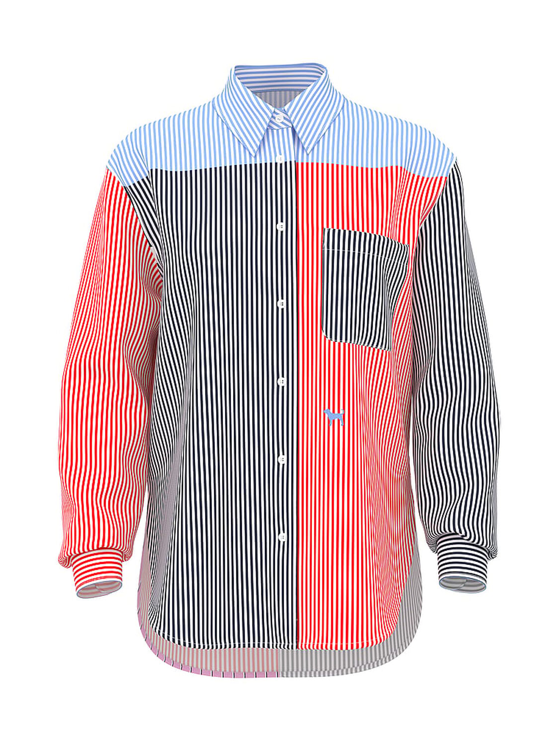 vs Pink Boyfriend Button-Down Sleepshirt Stripe 3 of 4 