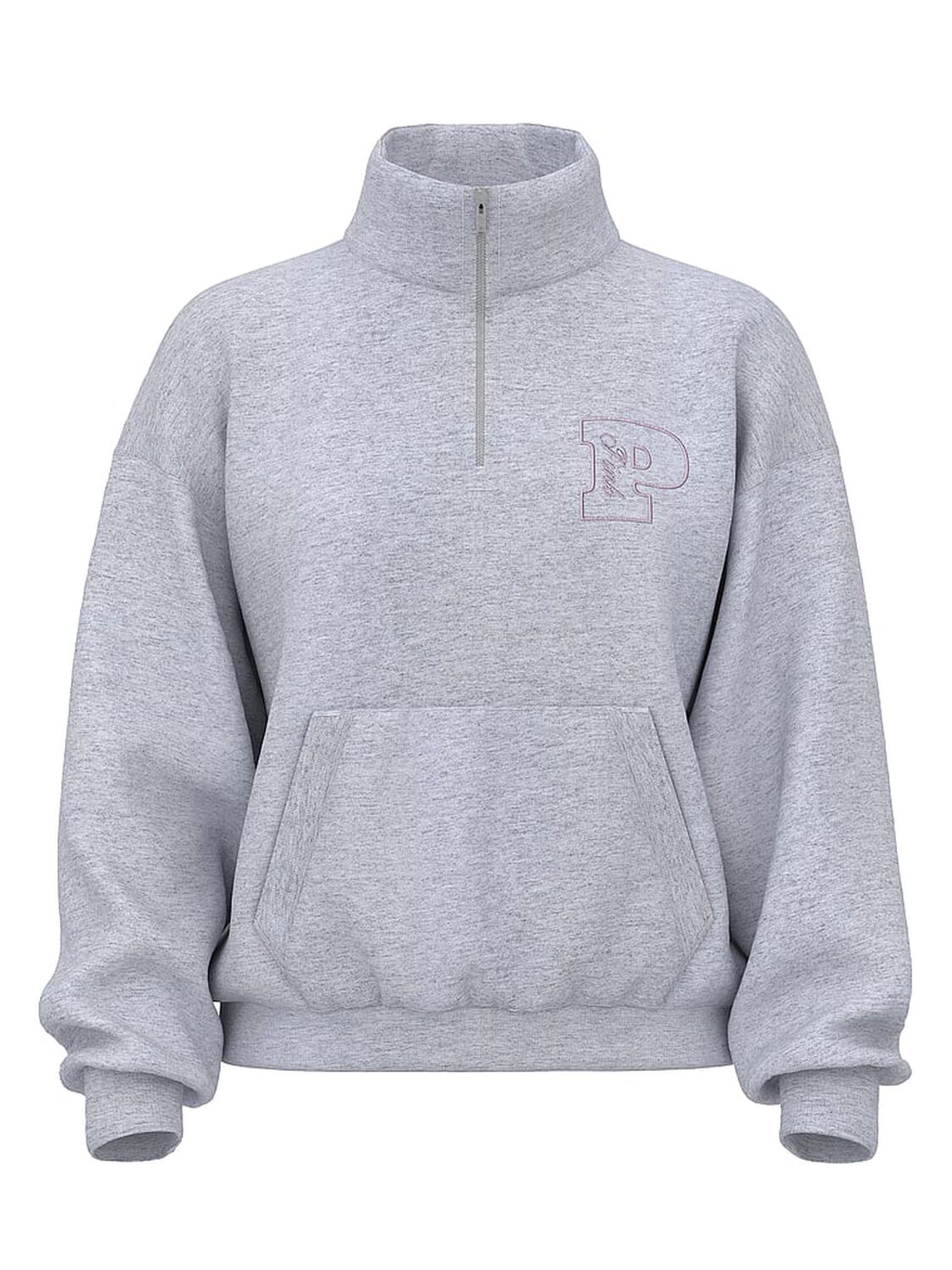 vs Pink Ivy Fleece Quarter-Zip Sweatshirt Vs Medium Heather Grey Holiday 1 of 2 
