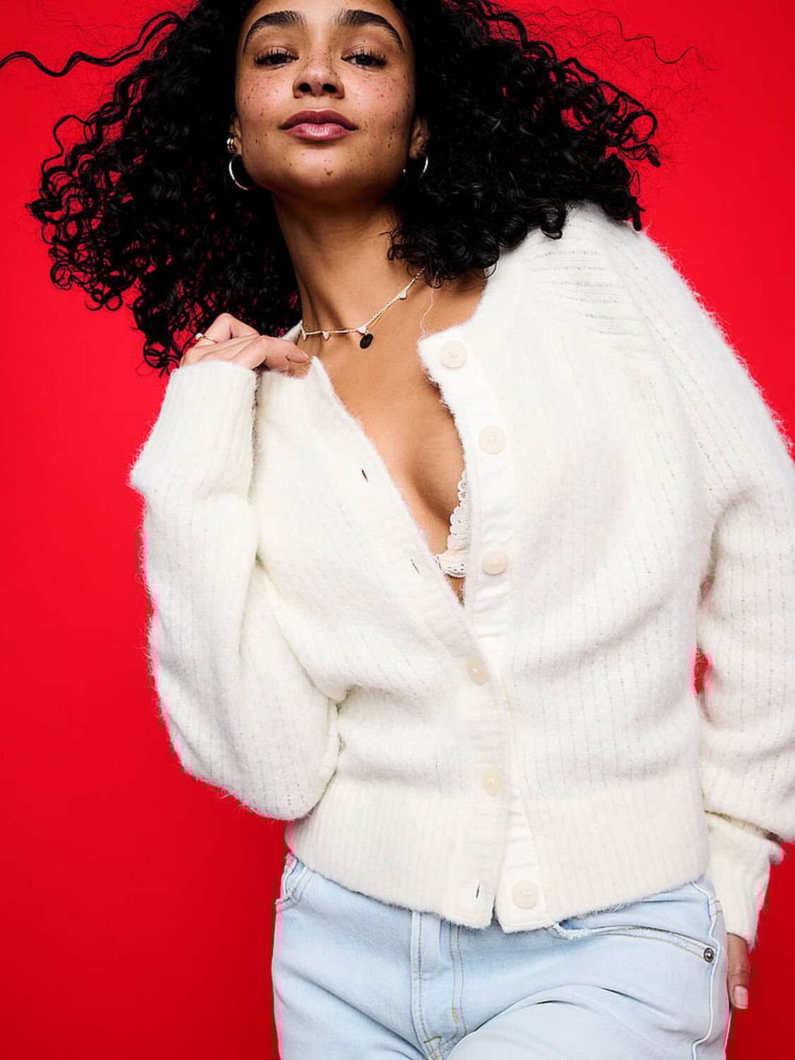 vs Pink Lady Cardigan Winter White 3 of 3 