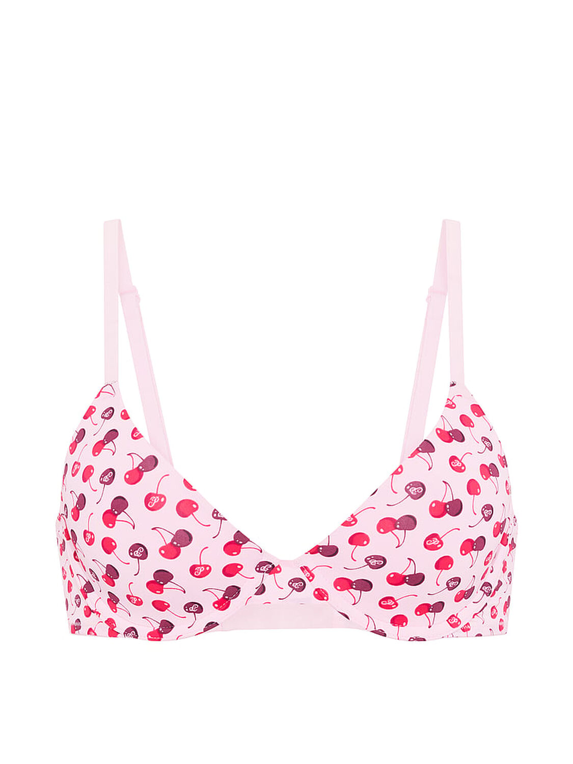 vs Pink Wear Everywhere&trade; Lightly Lined Full Coverage T-Shirt Bra Pink Tulip Cherry Print 3 of 3 
