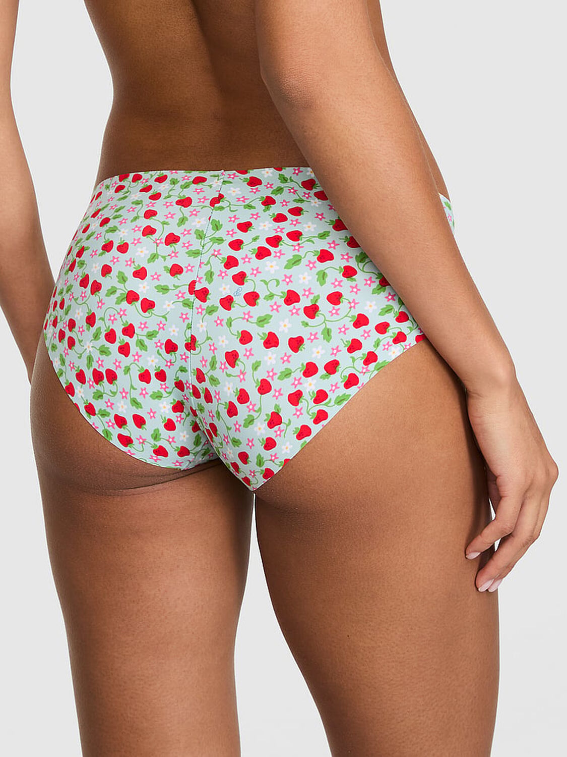 vs Pink No-Show Hiphugger Panty Harbor Grey Strawberry 2 of 3 