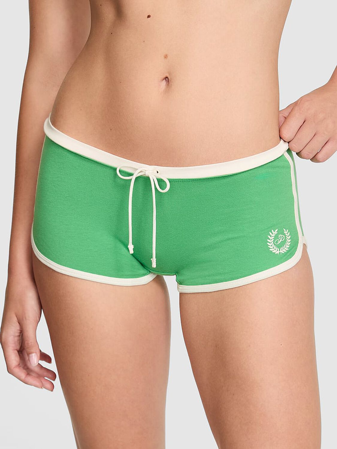 vs Pink Cotton Dorm Boyshort Panty Wild Green Pink Laurel Graphic 1 of 3 